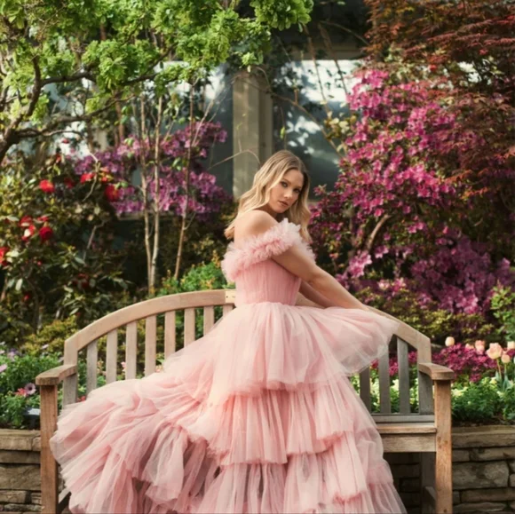 MAC DUGGAL Strapless High Low Tulle Gown , Pink, Size 4, NWT - Picture 4 of 7